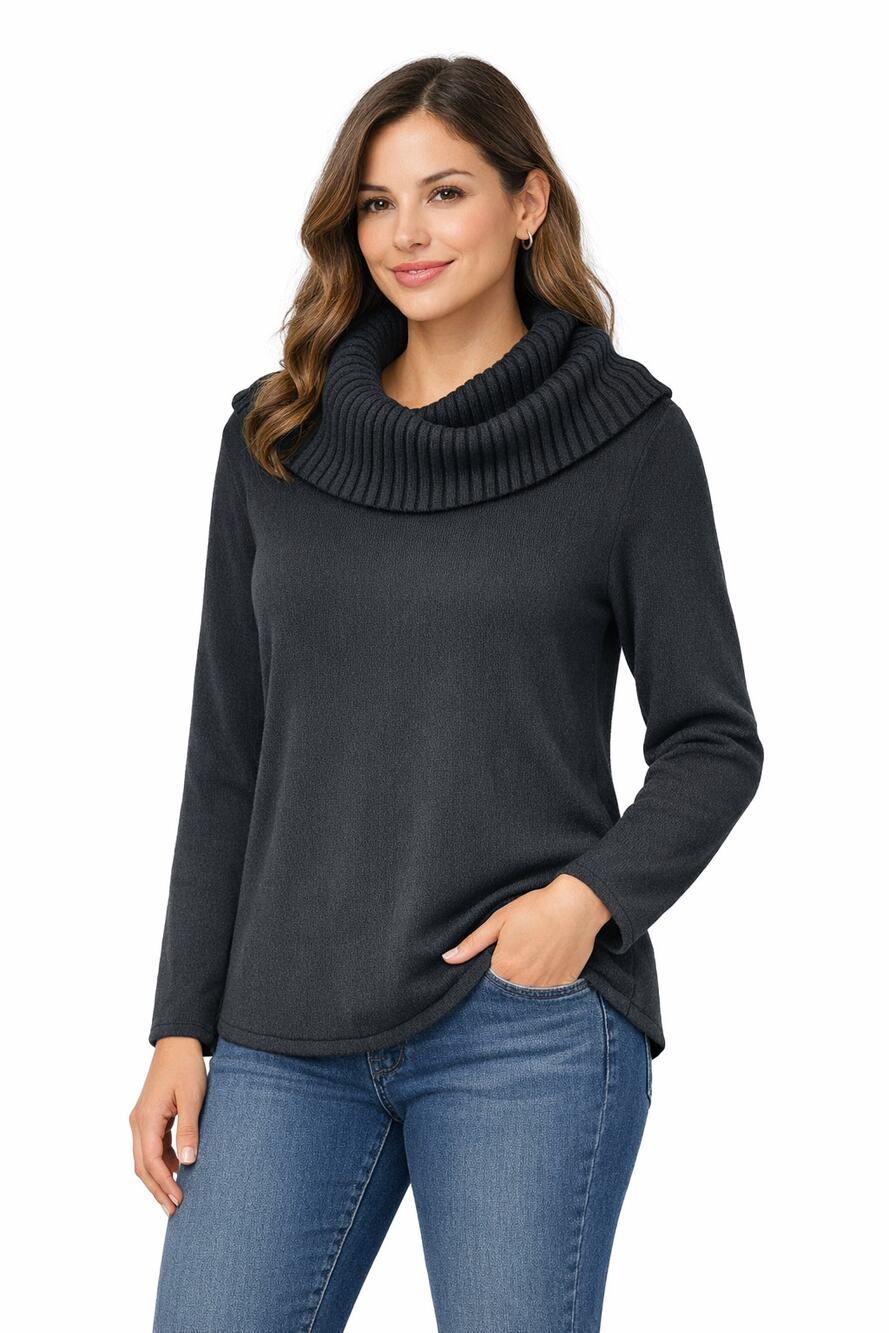 Womens Ugg Cotton Wool Blend Cowl Neck Navy Blue Sweater Size Medium